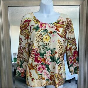 ELIZABETH New York Floral Print Cardigan Size M.
